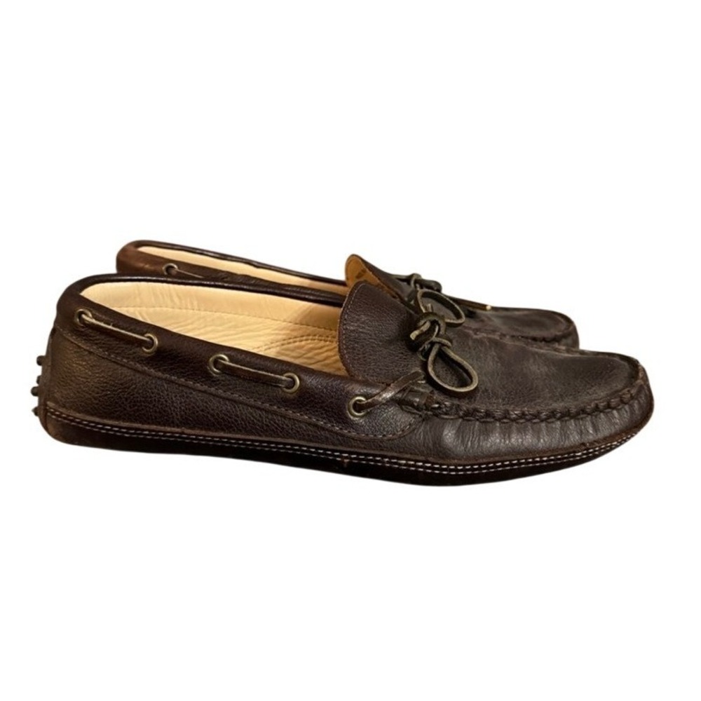 Cole Haan Mens Dark Brown Pebbled Leather Driving Loafers Made in USA Size 9.5 M